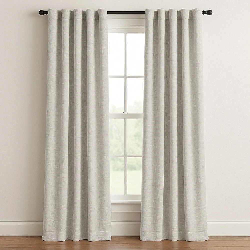 Lauren Ralph Lauren Home Silver Faux Curtain Panels Set‎ 2( 50x96) Textured Long